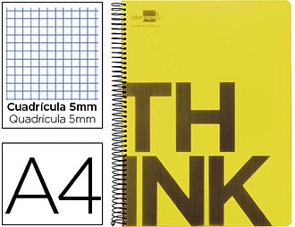 BA20 : CADERNO ESPIRAL LIDERPAPEL THINK 140 FLS A4 AMARELO Q...