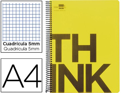 BA20 : CADERNO ESPIRAL LIDERPAPEL THINK 140 FLS A4 AMARELO QUAD