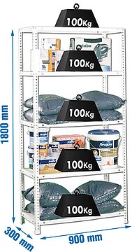 G-75161 : 75161 KIT ESTANTE METÁLICA COMFORT 5/300 Branco SIMON RACK