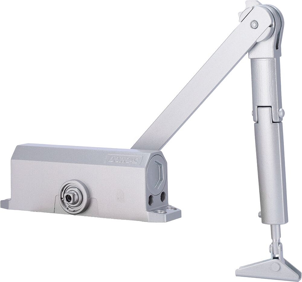 Fecho de porta de braço articulado - Montagem à superfície e instalação reversível - Abertura com força reduzida - Portas entre 25~85 kg e 850~1100 mm - Velocidade ajustável - Apto para todos os tipos de portas DR-D-22207