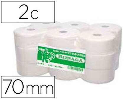 10220209 : 18 x Papel higienico jumbo 2 folhas celulosa branca mandril 76 mm para dispensador kf16756