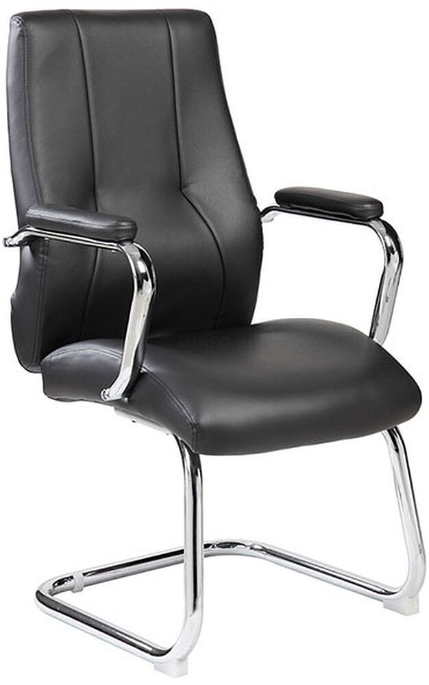 Cadeira rocada confidente bracos fixos estrutura cromada assento e encosto forrado imitacao pele preto 620x650x1100 mm 985V22