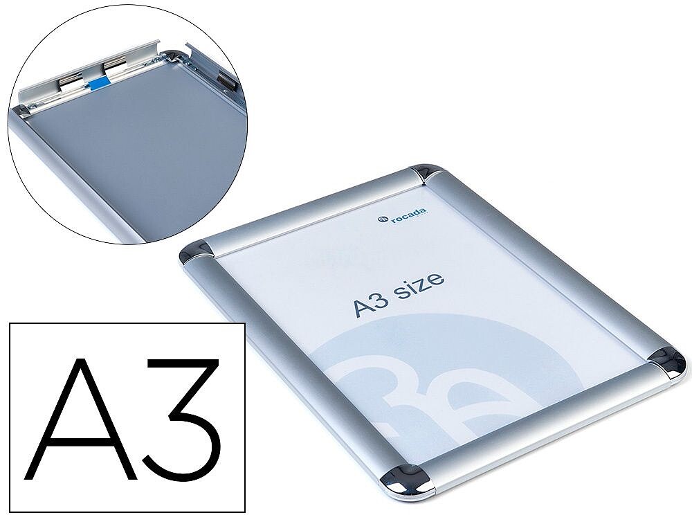 Marco porta anuncios rocada clip din a3 marco de aluminio anodizado 29,7x42 cm BS0702