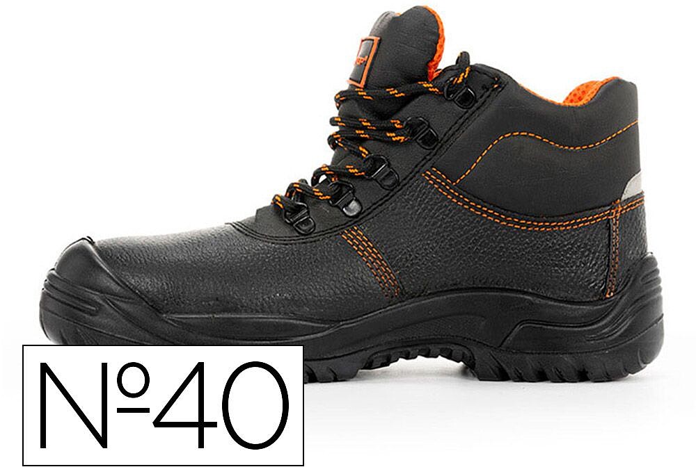 Bota de segurança safetop eurio couro gravado sola de aço antiperfuração s3 sr tamanho 40 cor preto 226-40