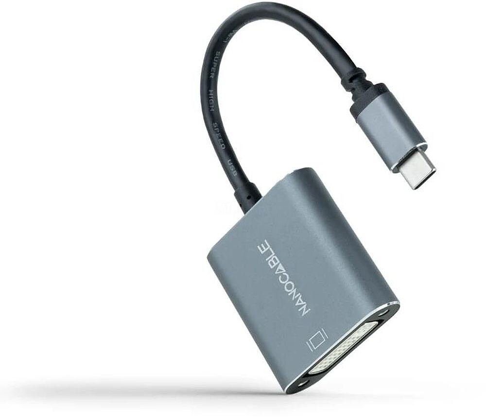 Cable Conversor Nanocable 10.16.4103-G/ USB Tipo-C Macho - DVI-D (24+1) Hembra/ 15cm/ Gris