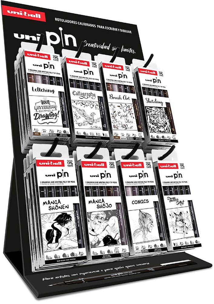 Marcador uniball pin expositor de 32 blisters sortidos 182634910
