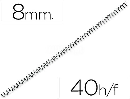 3034E4N08/200R : 200 x Espiral metalico Yosan preto passo 64 5: 1 8 mm calibre 1,00mm