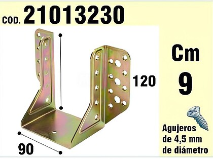 Suporte para asas de madeira estrangeira bicromada 90mm