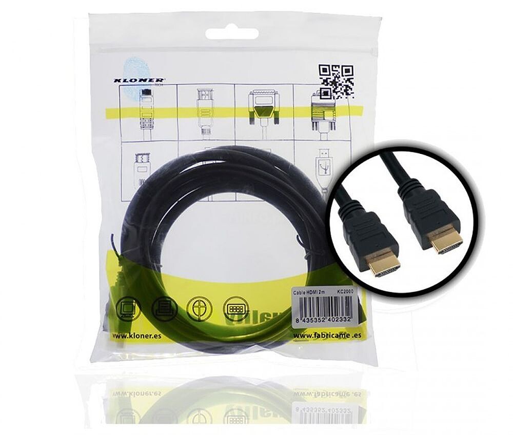 Cable HDMI-M a HDMI-M 2M Kl-Tech V1.4 Bulk KC2000