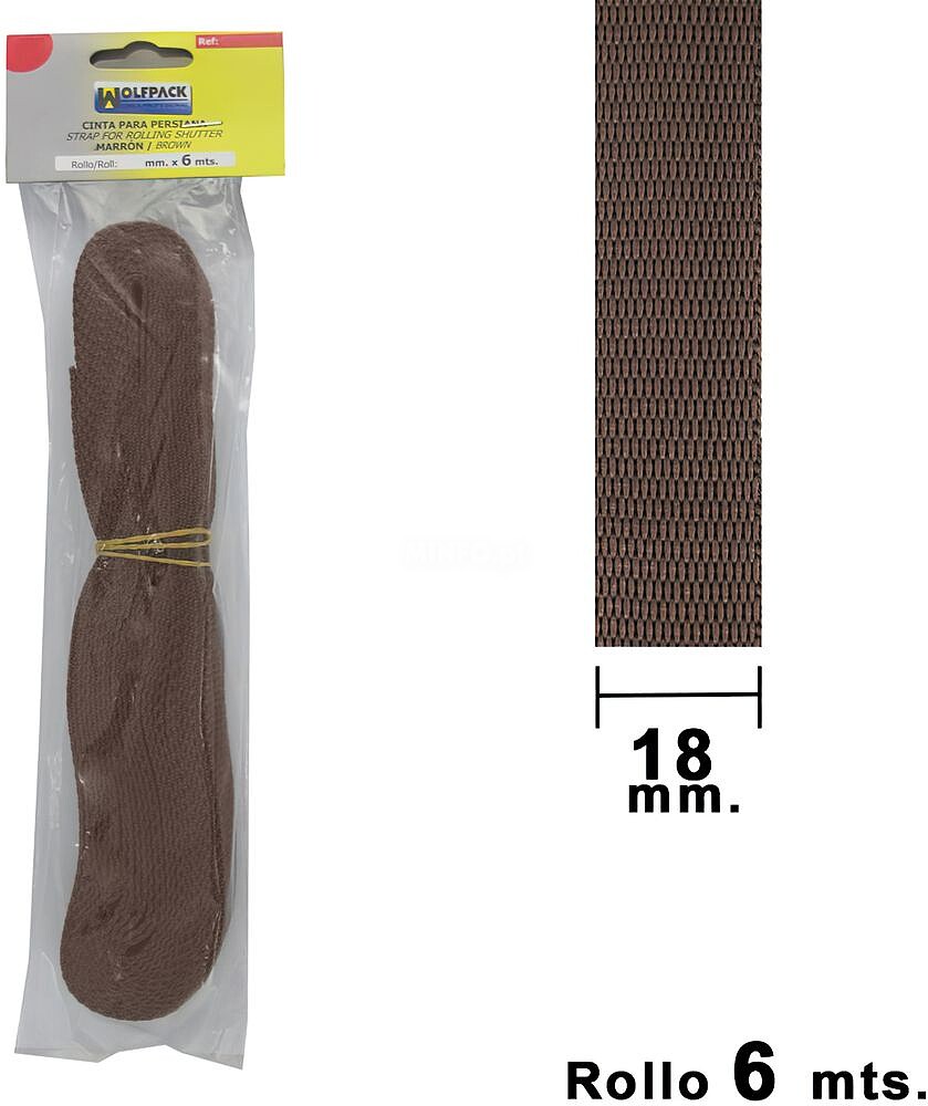 Cinta Persiana Wolfpack Castanho 18 mm. Rolo 6 Metros