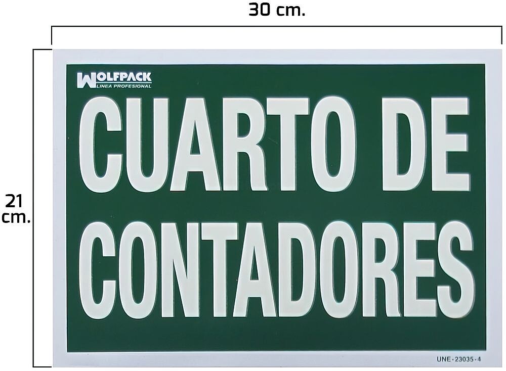 PLACA Cuarto De Contadores 30x21