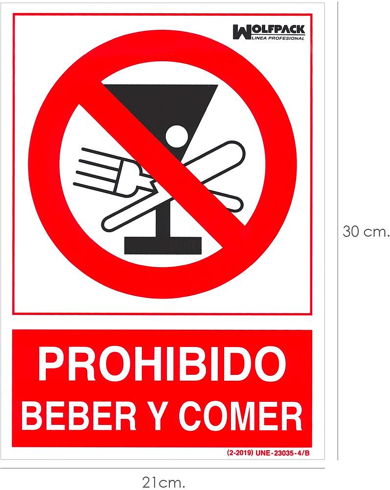 PLACA Proibido Beber e Comer 30x21cm