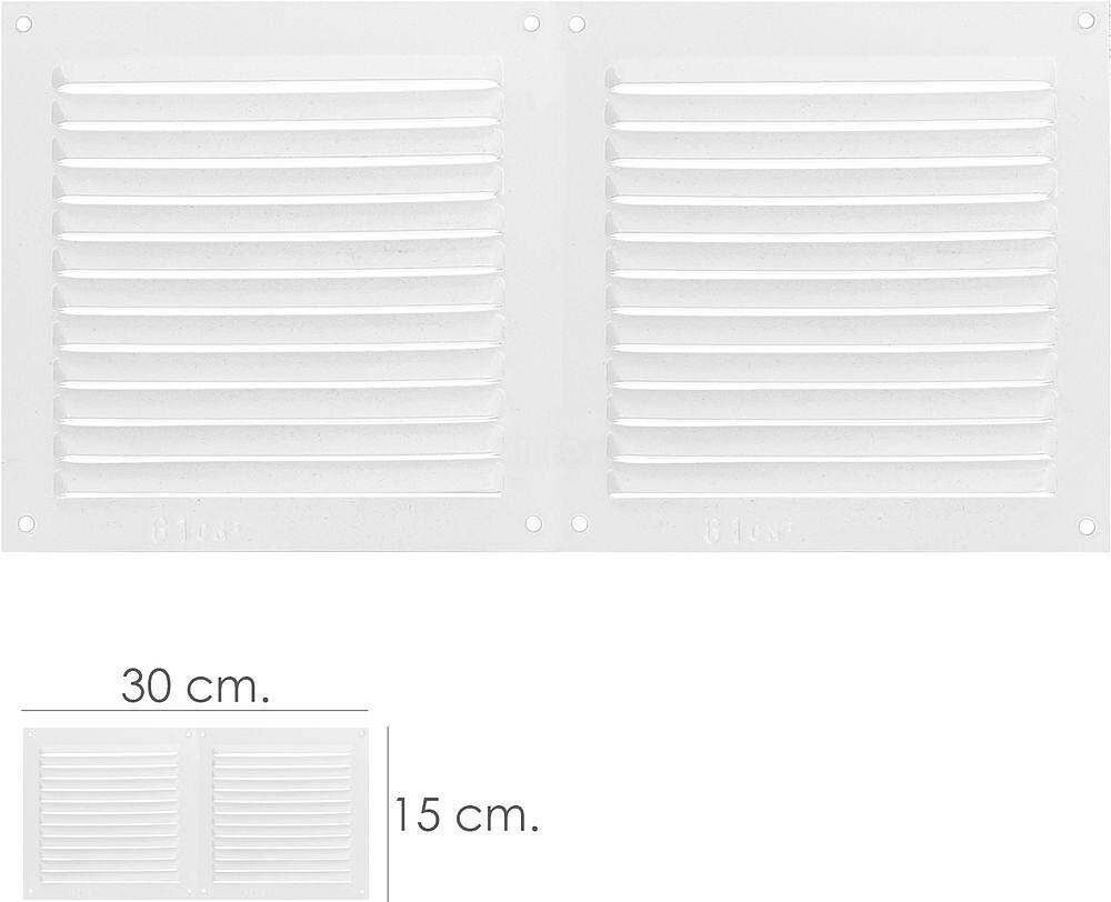 Grelha de Ventilação Fusível Dupla 30x15 cm. Cor Branca