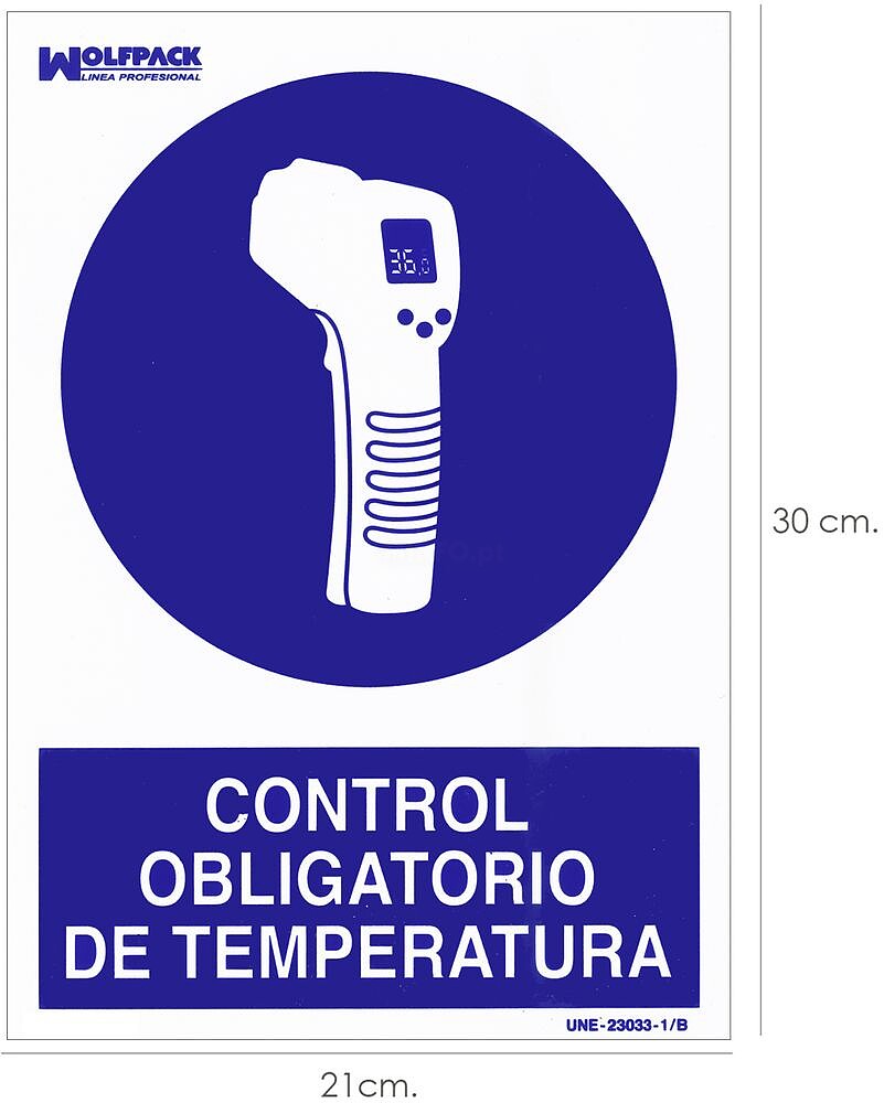 PLACA De Controlo Obrigatório Da Temperatura 30x21 cm
