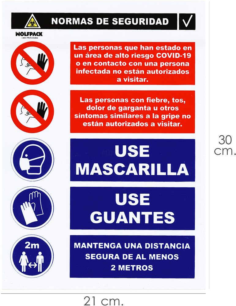 PLACA Combinado Aviso Normas SEGURANÇA 30x21cm