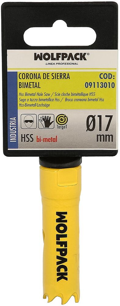 Corona Serra Bimetal Ø 17 mm. Têmpera Térmica, Base Reforçada. Corona Madeira, Broca Furos Madeira, Aço, Ferro, Plásticos Corona De Serra Bimetal Target Ø 17 mm