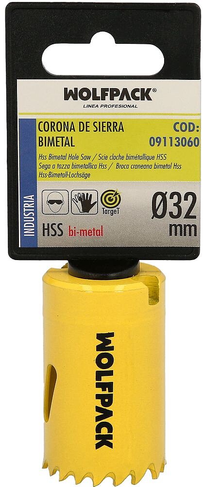 Coroa Serra Bimetal Ø 32 mm. Temperado Térmico, Base Reforçada. Coroa Madeira, Broca Furos Madeira, Aço, Ferro, Plásticos Coroa De Serra Bimetal Target Ø 32 mm