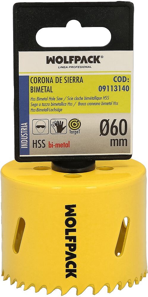 Corona Serra Bimetal Ø 60 mm. Temperado Térmico, Base Reforçada. Corona Madeira, Broca Furos Madeira, Aço, Ferro, Plásticos Corona De Serra Bimetal Target Ø 60 mm