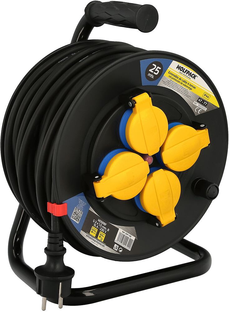 Extensível Industrial 25 metros PROTEÇÃO IP44 COM Tampas, Extensível Elétrico, Enrolador de Cabos, Alargador, CABO Extensível Extensível Industrial 25 metros PROTEÇÃO IP44 COM Tampas