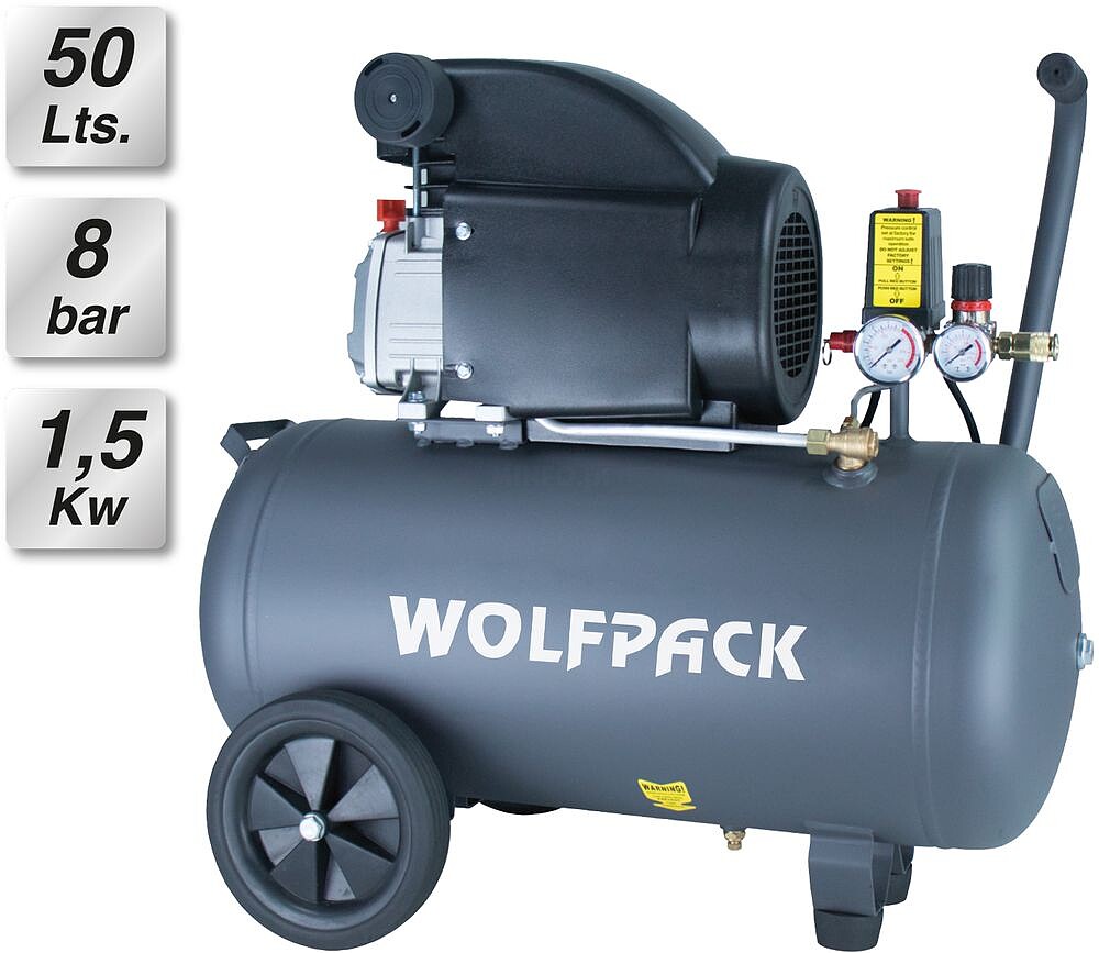 Compressor Wolfpack 50 Litros 2,0 HP Sem Óleo Compressor Wolfpack 50 Litros 2,0 HP Sem Óleo