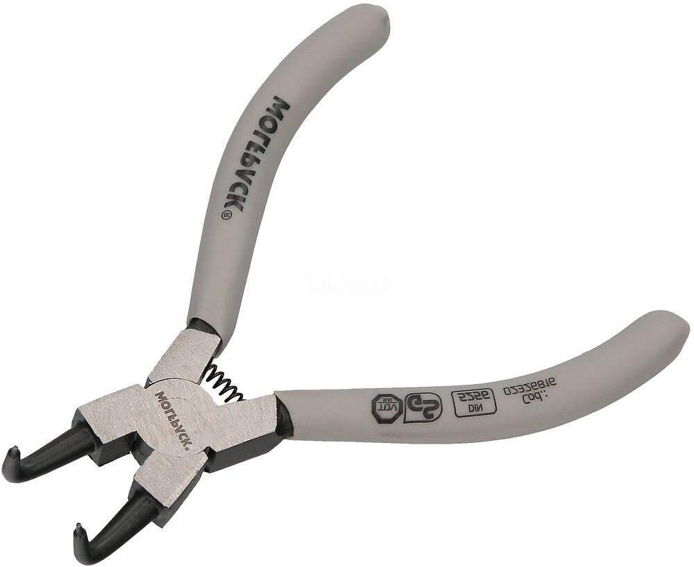 Alicates de anilhas interiores curvos 125 mm. Aço Din 5254. Anéis de pressão, anéis de retenção, anilhas circlips Alicates de anilhas interiores curvos 125 mm. Aço Din 5254