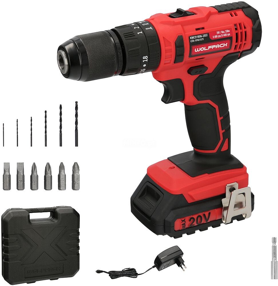 Berbequim Aparafusador 20 V. COM 2 Velocidades e Percutor. Bateria 20 Ah. Binário de Aperto 35 Nm. Berbequim Aparafusador 20 V. COM 2 Velocidades e Percutor. Bateria 20 Ah. Binário de Aperto 35 Nm