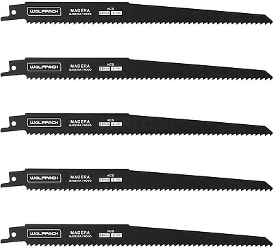 Lâmina para Serra Sabre Madeira 228 mm. 6 TPI. 5 peças. Especial para madeira