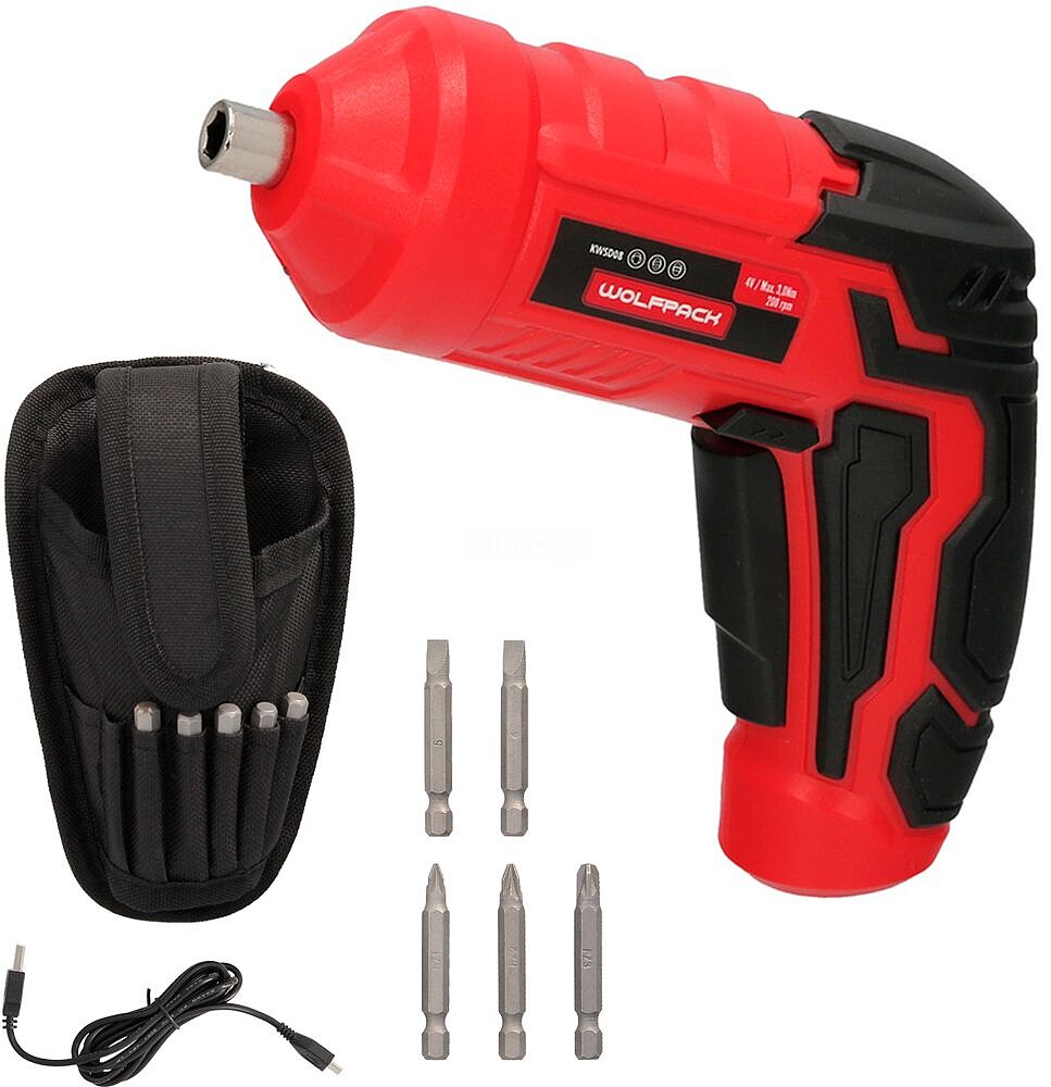 Aparafusador 4 Volt. COM Led, Bolsa e 5 Pontas de Chave de Fenda, Bateria Recarregável USB Aparafusador 4 Volt. COM Led, Bolsa e 5 Pontas de Chave de Fenda, Bateria Recarregável USB