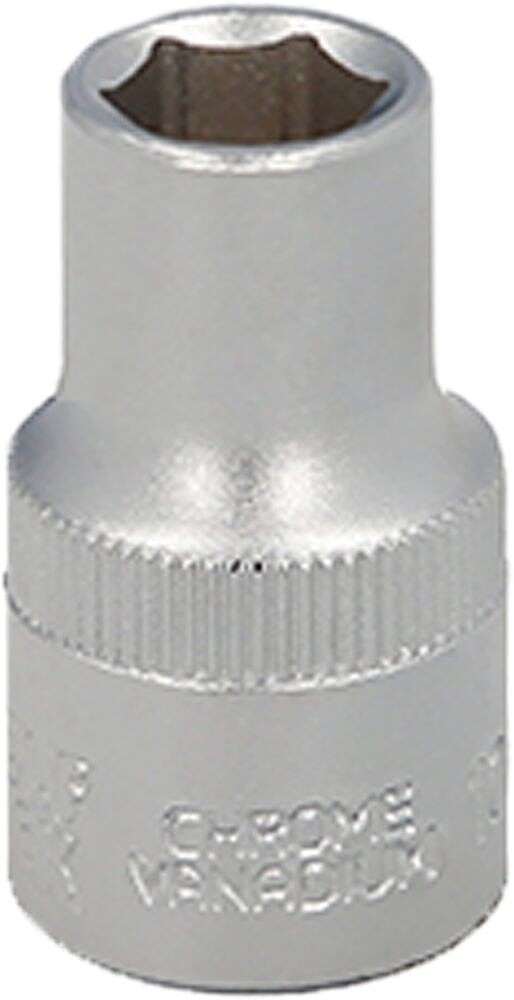 Chave de Soquete 1/2” Hexagonal 12 mm. Perfil de 6 faces. Aço Cromo Vanádio, Bordas Arredondadas