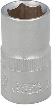 Chave de Soquete 1/2” Hexagonal 14 mm. Perfil de 6 faces. Aço Cromo Vanádio, Bordas Arredondadas Chave de Soquete 1/2” Hexagonal 14 mm