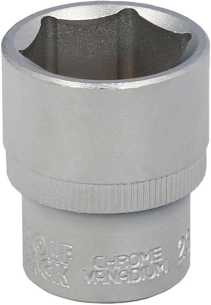 Chave de Soquete 1/2” Hexagonal 23 mm. Perfil de 6 faces. Aço Cromo Vanádio, Arestas Redondas Chave de Soquete 1/2” Hexagonal 23 mm