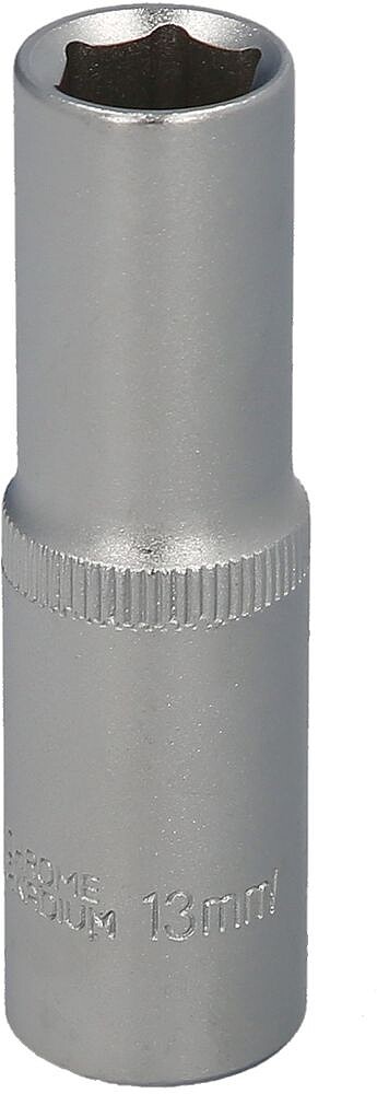 Chave de Soquete 1/2” Hexagonal Longa 13 mm. Perfil de 6 faces. Aço Cromo Vanádio, Bordas Arredondadas Chave de Soquete 1/2” Hexagonal Longa 13 mm