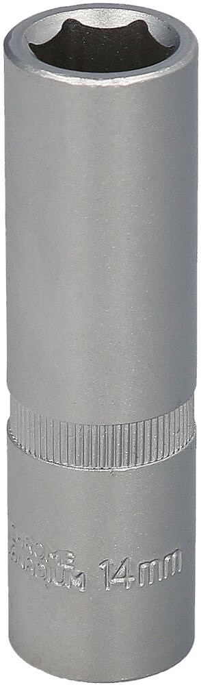 Chave de Soquete 1/2” Hexagonal Longa 14 mm. Perfil de 6 faces. Aço Cromo Vanádio, Bordas Arredondadas Chave de Soquete 1/2 Hexagonal Longa 14 Mm