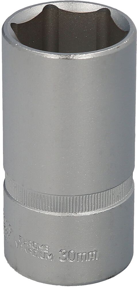 Chave de Soquete 1/2” Hexagonal Larga 30 mm. Perfil de 6 faces. Aço Cromo Vanádio, Bordas Arredondadas Chave de Soquete 1/2” Hexagonal Larga 30 mm