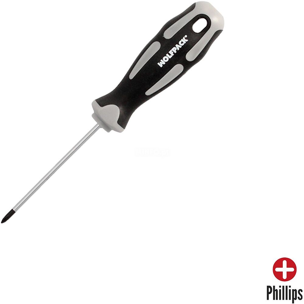 Chave de fendas Phillips Aço S2 Punho TPR Bimaterial. Medida PH 0 - Ø 3,0 x 75 mm. Chave de fendas Phillips Aço S2 Punho TPR Bimaterial. Medida PH 0 - Ø 3,0 x 75 mm