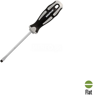 Chave de Fenda Chata Estampada Aço S2 Punho TPR Bimaterial. Medida 1,0 x Ø 5,5 x 100 mm. Chave de Fenda Chata Estampada Aço S2 Punho TPR Bimaterial. Medida 1,0 x Ø 5,5 x 100 mm