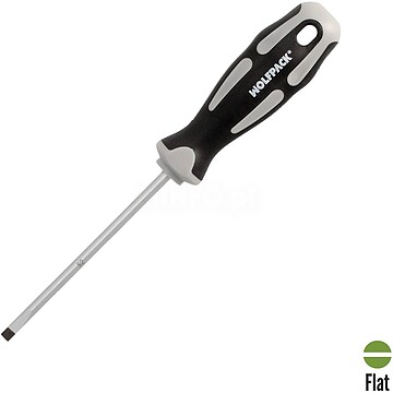 Chave de Fenda Chata Aço S2 Punho TPR Bimaterial. Medida 1,0 x Ø 5,0 x 100 mm. DIN5265 Chave de Fenda Chata Aço S2 Punho TPR Bimaterial. Medida 1,0 x Ø 5,0 x 100 mm. DIN5265