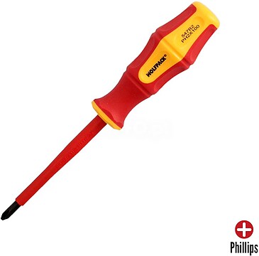Chave Phillips Isolada Certificada VDE 1.000 V. Medida PH 2 - 6,0 x 100 mm. Chave SEGURANÇA Eletricista Chave Phillips Isolada Certificada VDE 1.000 V. Medida PH 2 - 6,0 x 100 mm