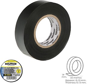Fita Isoladora Profissional Negra Espessura 0.13 mm. Largura...