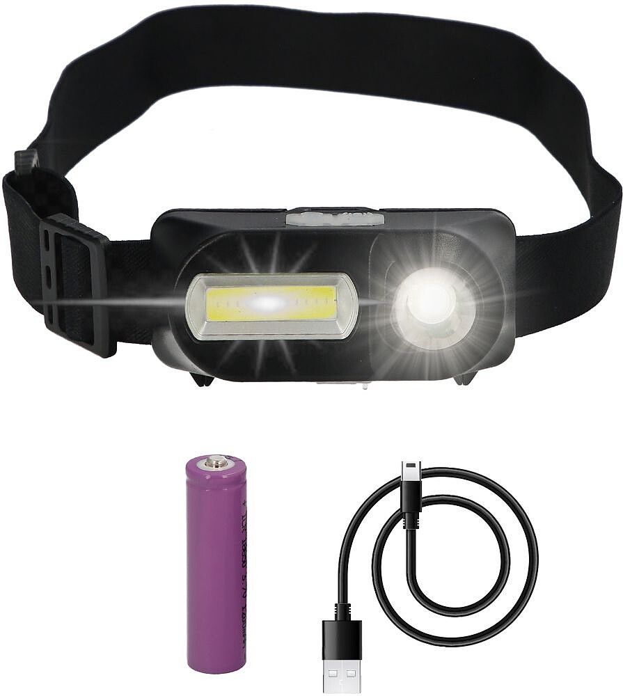 Lanterna LED Frontal Cabeça Ajustável 350 Lúmens 4 Modos, Fita Ajustável, 3 modos de luz. Forte, média e flash. 1200Mah