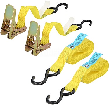 Cinta de Amarração com Catraca 4 metros x 25 mm. Catraca Metálica Automática, Cincha, Linga Mercadoria, Correia de Fixação (Pack 2)