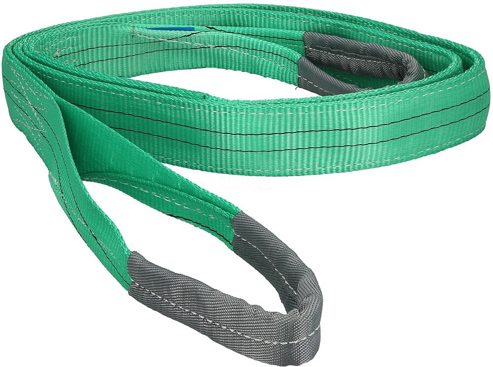 Linga Plana Dupla Banda 2.000 Kg. Fator de Segurança 7: 1, Comprimento: 4 Metros Largura 6 cm. 100% Poliéster. Cor Verde