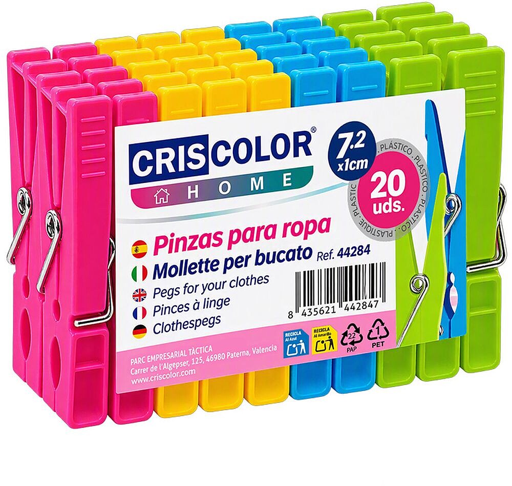 Molas Roupa Plástico 7cm Cores Sortidas 20un 44284