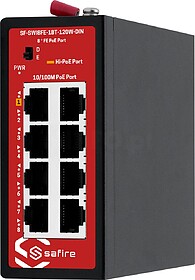 Safire Industrial Hi-PoE DIN Switch - 8 portas PoE Fast Ethe...