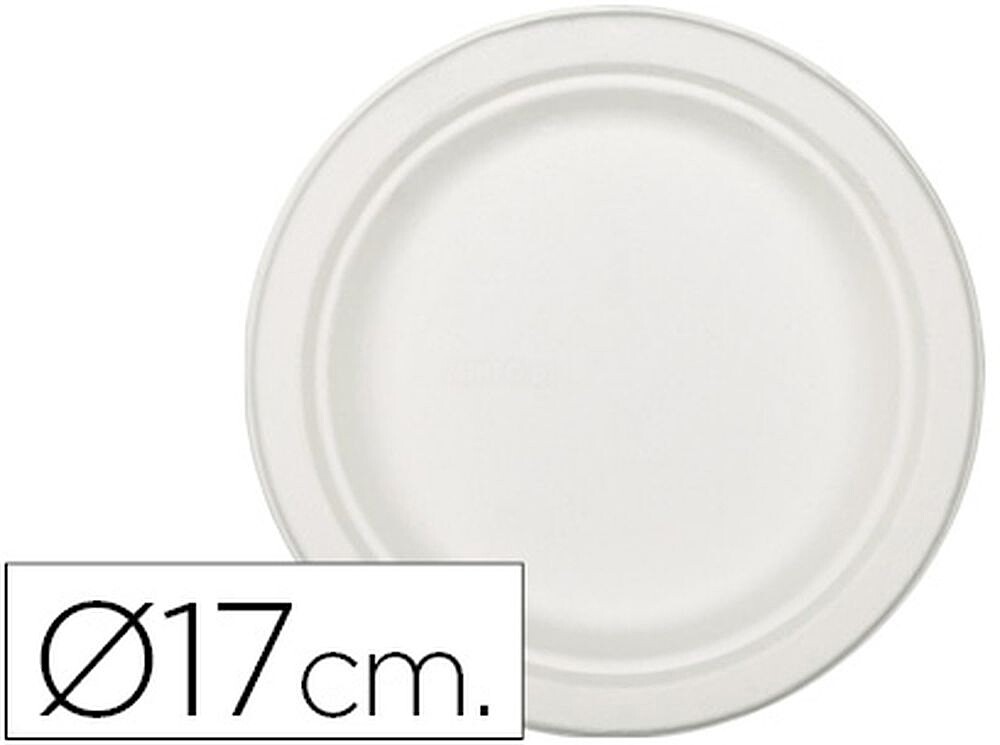 Prato de fibra natural nupik biodegradavel branco 17 cm de diametro apto microondas pack de 50 unidades 29447