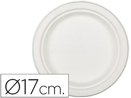 29447 : Prato de fibra natural nupik biodegradavel branco 17 cm de diametro apto microondas pack de 50 unidades