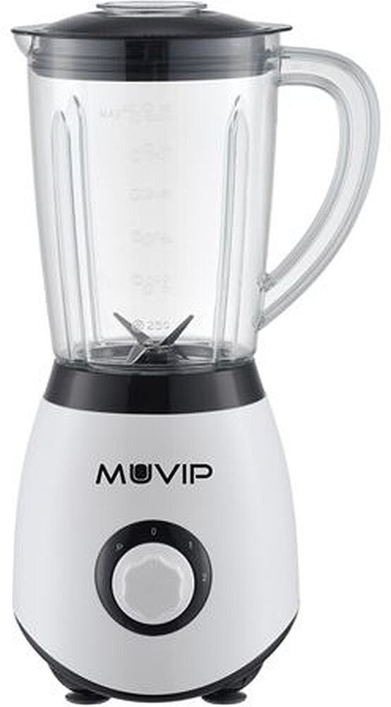 Muvip Batedeira de Jarra 1300W 1,5L - 2 Velocidades - Facas de Aço Inoxidável - Função Picar Gelo - Bloqueio de Segurança MV0389