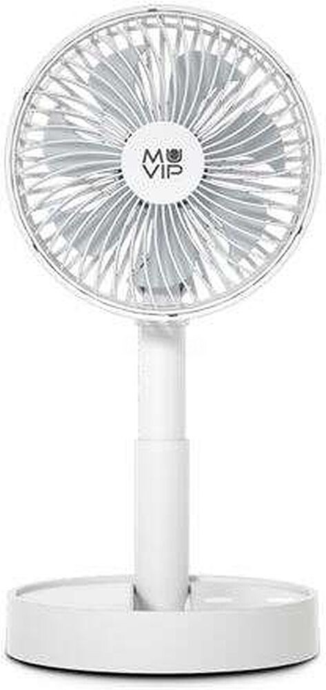 Ventilador de Mesa Portátil Plegável Muvip 5W 15cm de Diâmetro - 4 Velocidades - Ângulo Ajustável até 90º - Autonomia até 12h - Cor Branca MV0549