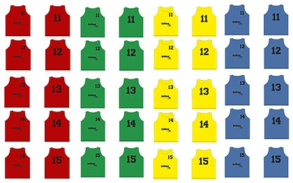 Conjunto 5 Coletes de Treino Softee Numerados de 11 a 15