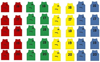 CONJUNTO 5 COLETES DE TREINO Softee NUMERADOS DE 16 A 20 - A...